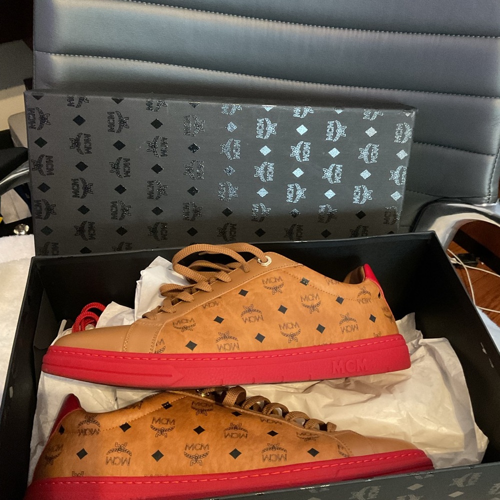 MCM Men's Brown and Red Sneakers